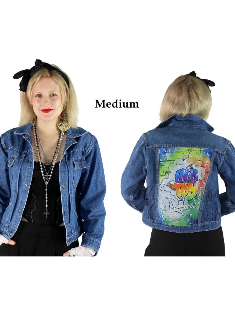 Desperately Seeking BoyToy Denim 80s Size Medium Handpainted Jean Jacket
